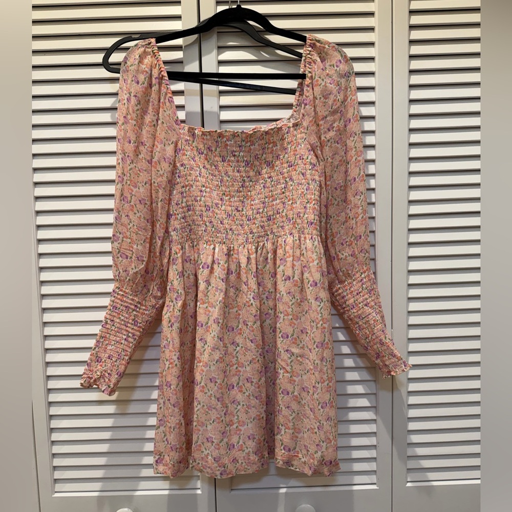 Hill House Pink Floral Smocked Babydoll Dress